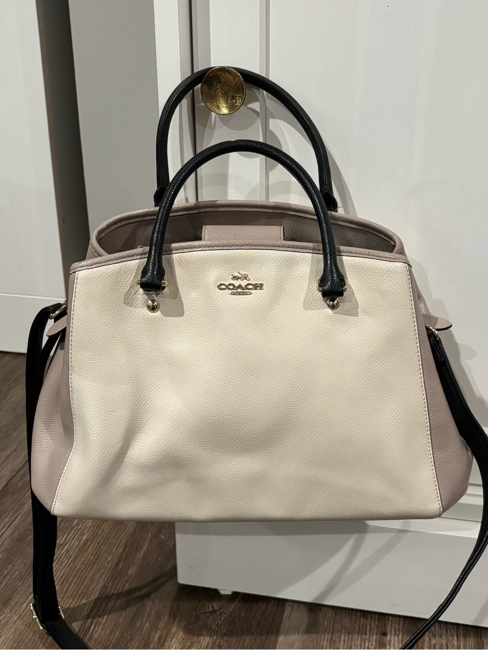Coach colorblock leather carryall handbag
